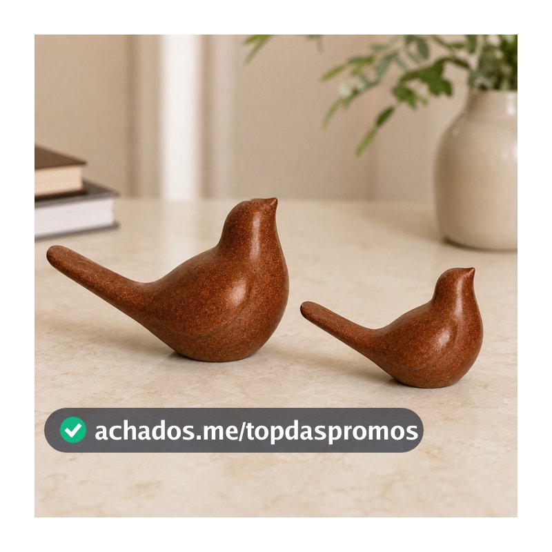 Par de Passarinhos Decorativos Mármore Reconstituído Pó de Mármore Escultura Luxo Mesa Sala Escritório Aparador Decoraçã