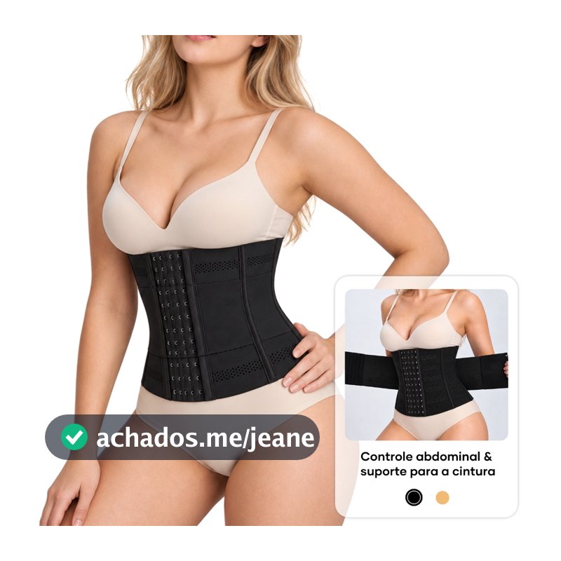 Cinta Modeladora Feminina Dupla Compressão Afina Cintura Faixa Ajustável Colchetes Barbatanas Respirável Waist Trainer