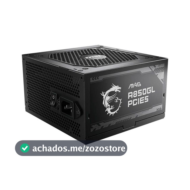 Fonte MSI MAG A850GLS 850W 80 Plus Gold Modular PCIe 5 ATX PFC Ativo Gamer PC