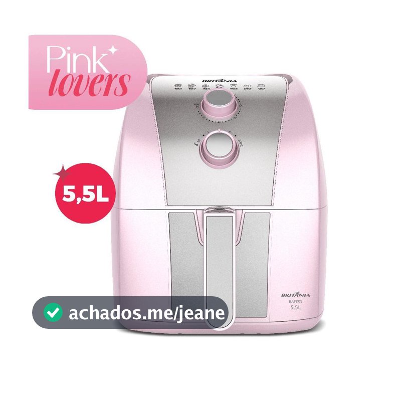 Air Fryer Rosa Britânia 5,5L Cesto Pinkstone 1500W BAFE53