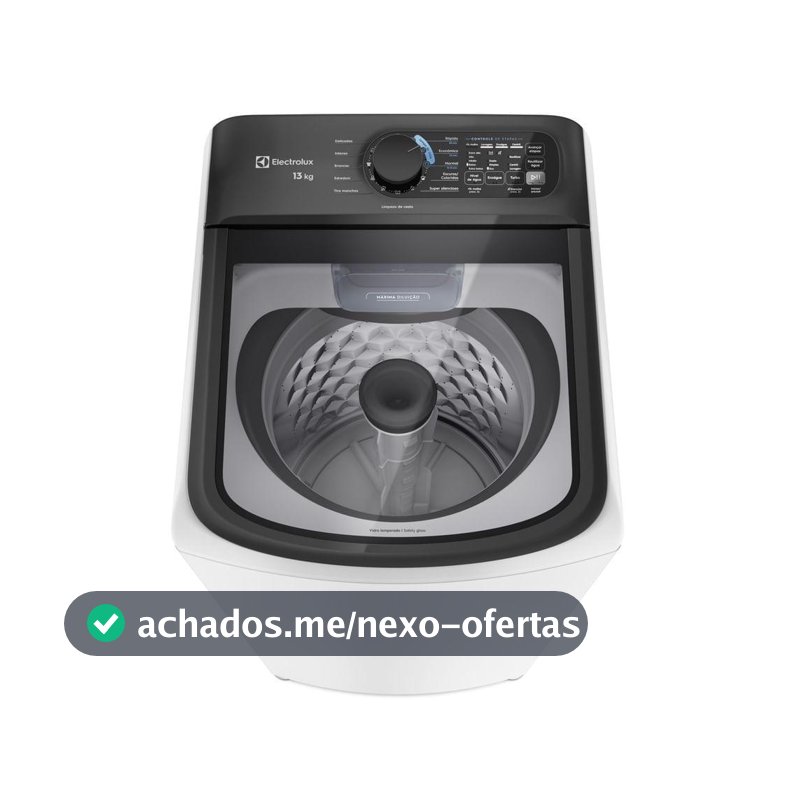 Máquina de Lavar Electrolux Efficient 13kg Branca Compacta, Econômica e Pré-diluição (LET13)