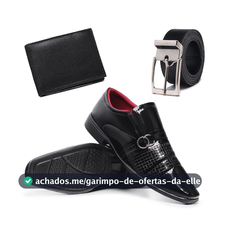 Sapato Social Masculino Verniz + Cinto + Carteira Moda Evangélica