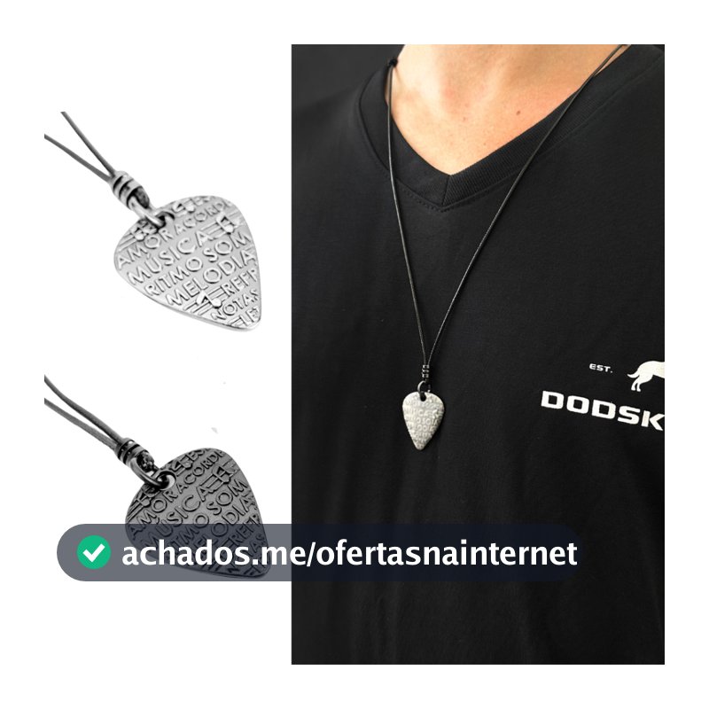 Colar Cordão Palheta Músico Guitarra Vioção Masculino Feminino Ajustável