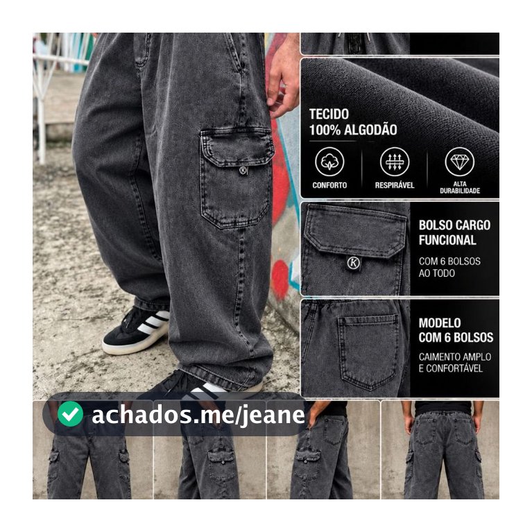 CALÇA CARGO BALÃO GRAFITE PRETO ESTORNADO