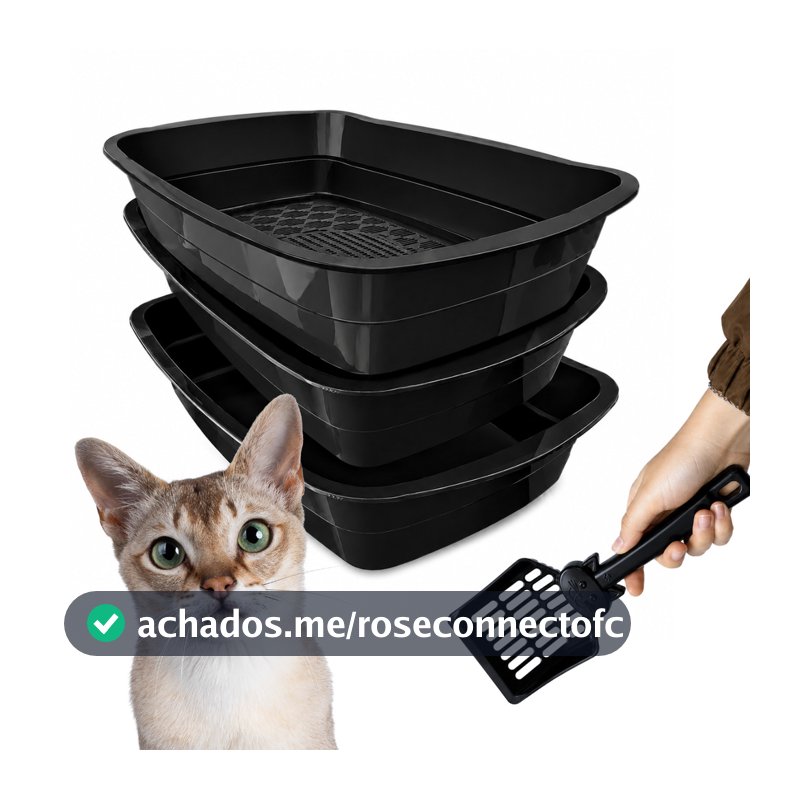 Kit Caixa de Areia Sanitária Bandeja + Pá Pazinha Para Gatos Gato Com Peneira Higiênica Felinos