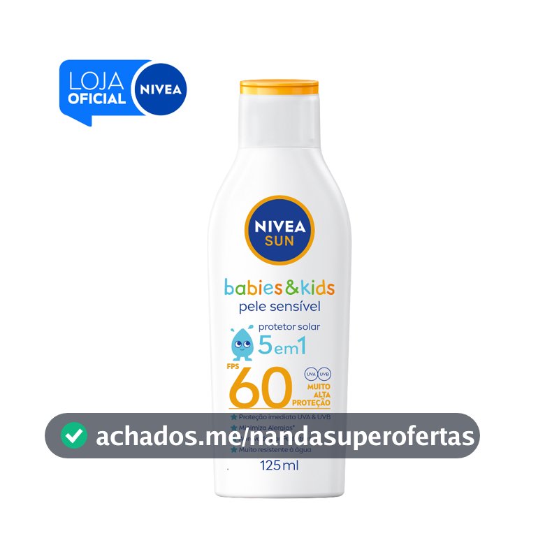 NIVEA SUN Protetor Solar Kids & Babies Pele Sensível FPS 60 125ml