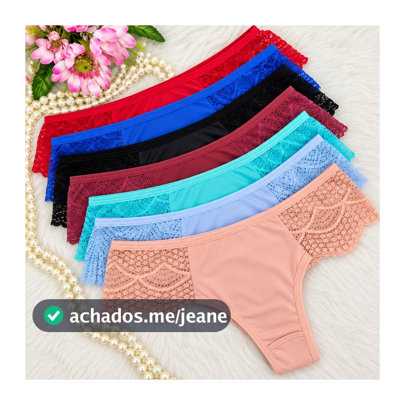 Kit 7 ou 10 Calcinhas Tanga Fio Microfibra Renda Lateral Conforto e Sensualidade Dia a Dia e Sexy