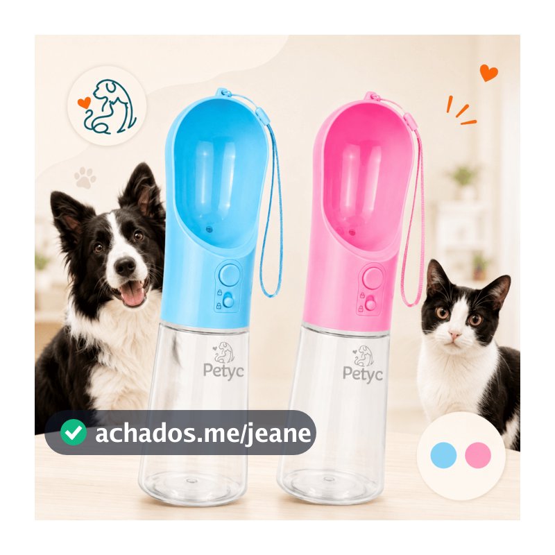 Garrafa Bebedouro Portátil Pet 400ml Petyc Squeeze Passeio Cachorro Gato Com Trava Não Vaza Dispenser Água Compacto