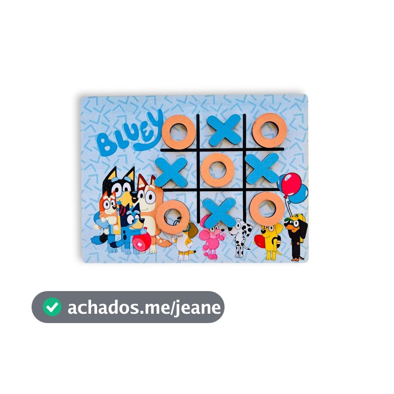 Kit 10 Jogo da Velha Bluey e Bingo e Amigos Lembrancinha Aniversario mdf 18x14cm