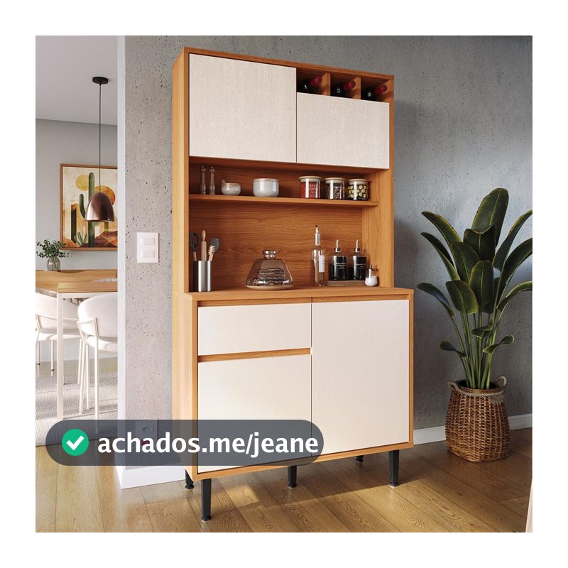 Armário de Cozinha Compacta Easy 4 Portas 1 Gaveta com Balcão | Cantinho do Café Movelove