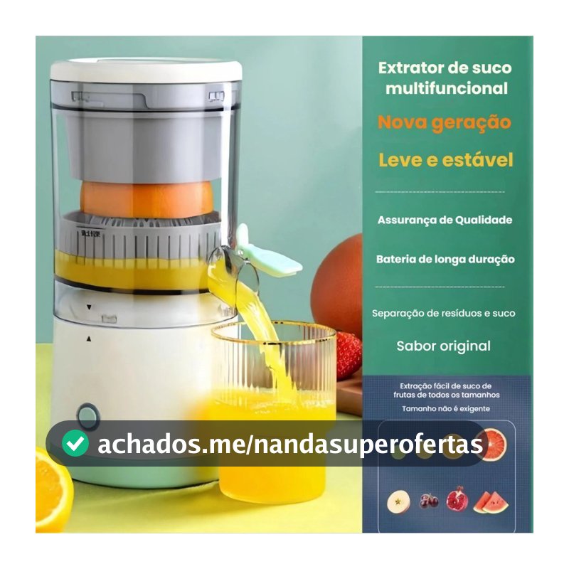 Espremedor Elétrico Portátil de Laranja e Frutas - Bivolt e Recarregável USB
