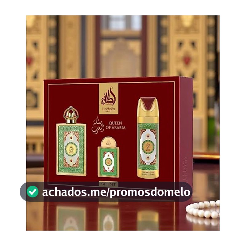 Kit Lattafa Queen of Arabia Feminino EDP 100ml + Mini 20ml + Spray 200ml