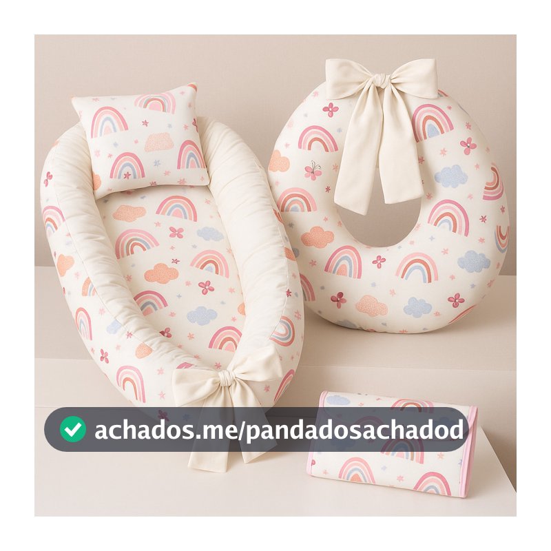 Kit enxoval de bebê –Almofada de Amamentação + Ninho Redutor de Berço + Trocador Portátil Estampado
