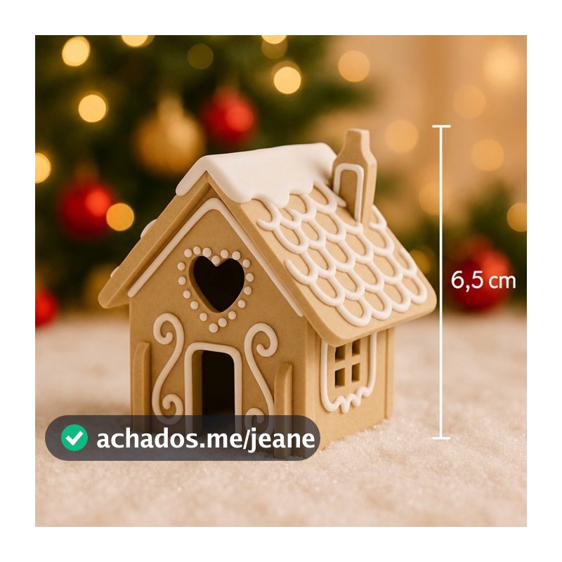 Casinha Gingerbread Vila Natalina 6,5cm  Decorativo Natal - Kit com 2