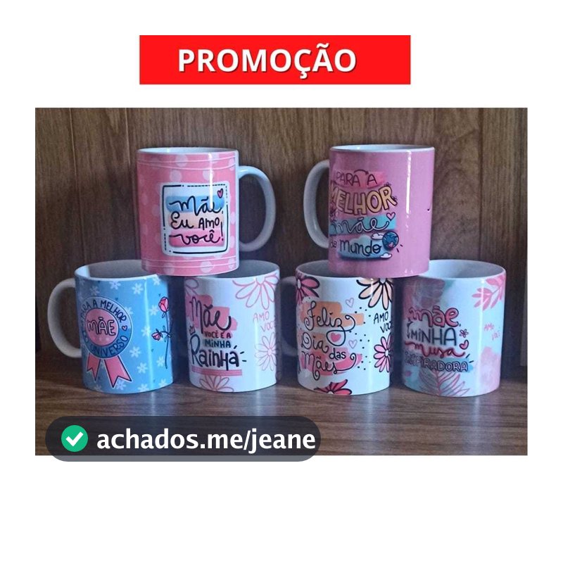 Canecas Dia das Mães de Porcelana Kit 6 unidades Ideal para Cesta Presentes Xícara