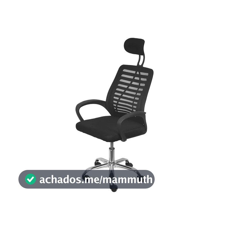 Cadeira de escritório Giratória Viena Encosto Cabeça  Preta com base Cromada