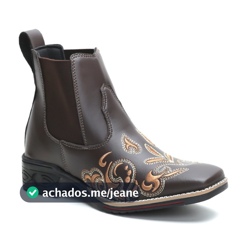 Botina Bota Country Texana Feminina Bico Quadrado Cano Curto