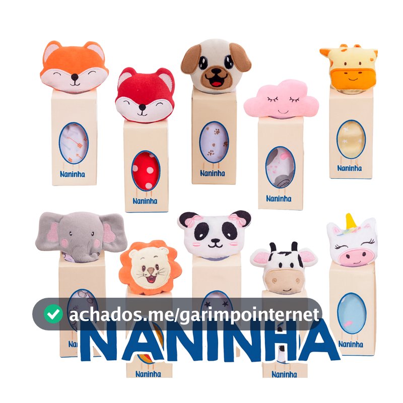 Naninha com Prendedor de Chupeta Paninho de Bichinho Antialérgico para Bebê