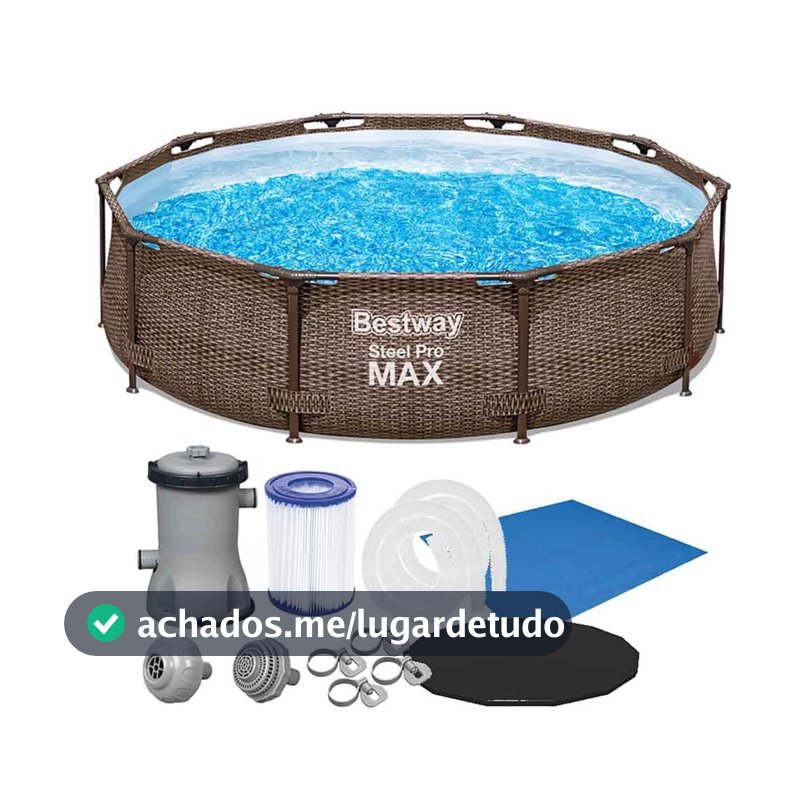 Piscina Estrutural 4678L Circular Deluxe + Filtro 110V ou 220V + Capa + Forro Bestway