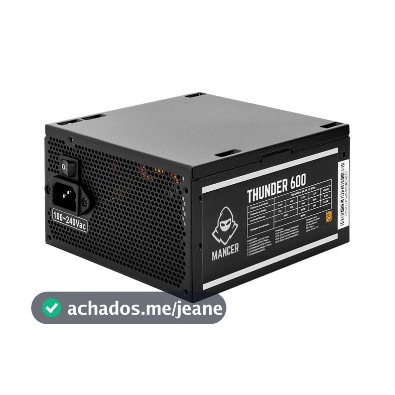Fonte Mancer Thunder 600W 80 Plus Bronze, MCR-THR600-BL01