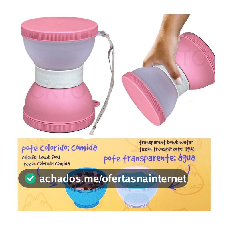 Pote De Passeio Para Cães Com 2 Divisões cores diversas - Lancheira Pet para Água e Ração muito prático