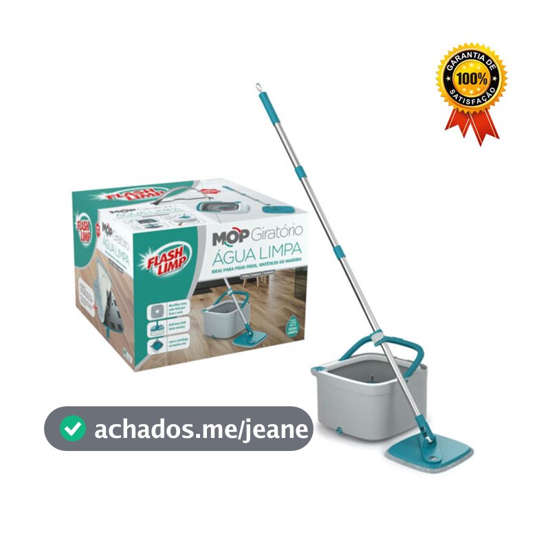Mop Esfregao Com Refil De Microfibra Balde Interno Externo 3L Agua Limpa E Suja Flashlimp MOP0648