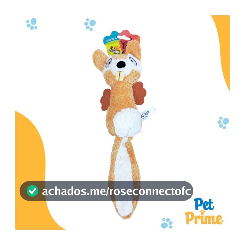 Brinquedo Pelúcia Mordedor Esquilo Sonoro 40 Cm Savana