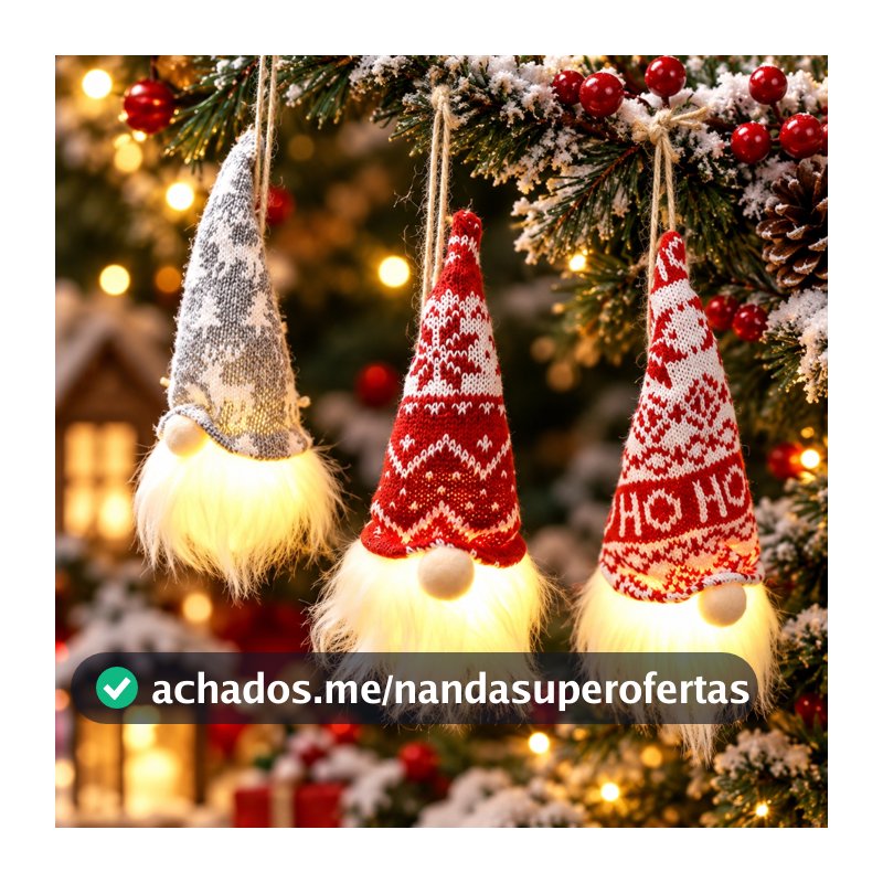 Enfeite De Natal Luminoso Boneca Gnomo Sem Rosto Com Luz LED E Pingente De Papai Noel