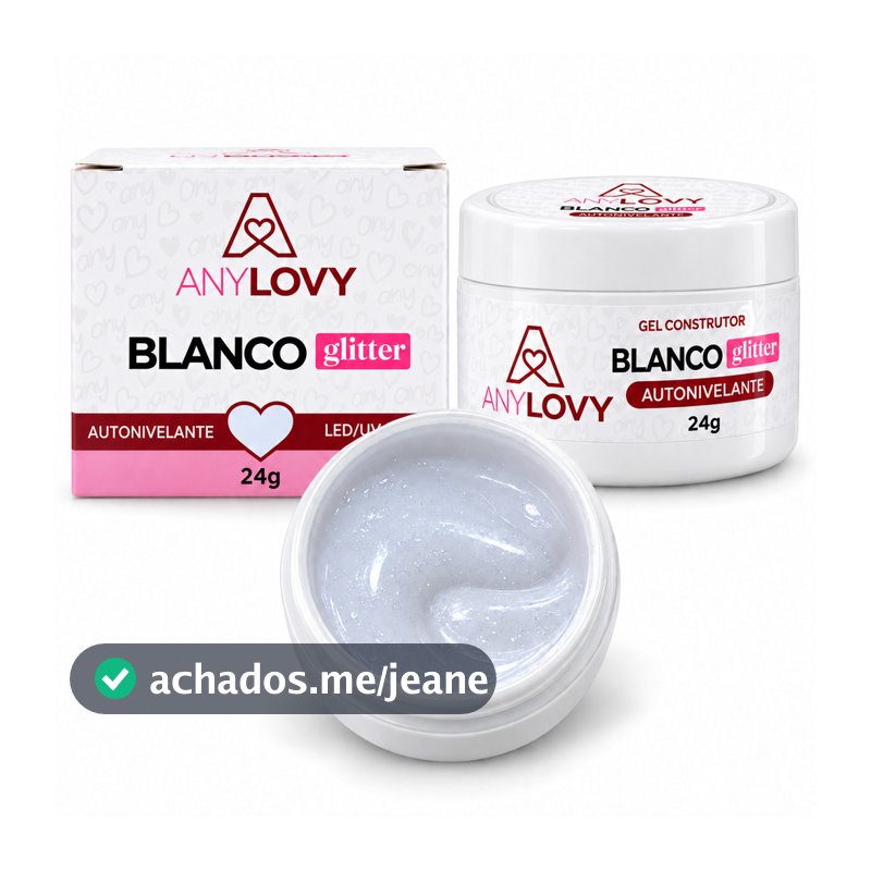 Gel Construtor Blanco Glitter Autonivelante AnyLovy 24g LED/UV para Unhas em Gel, Alongamento em Fibra, Tips e Moldes