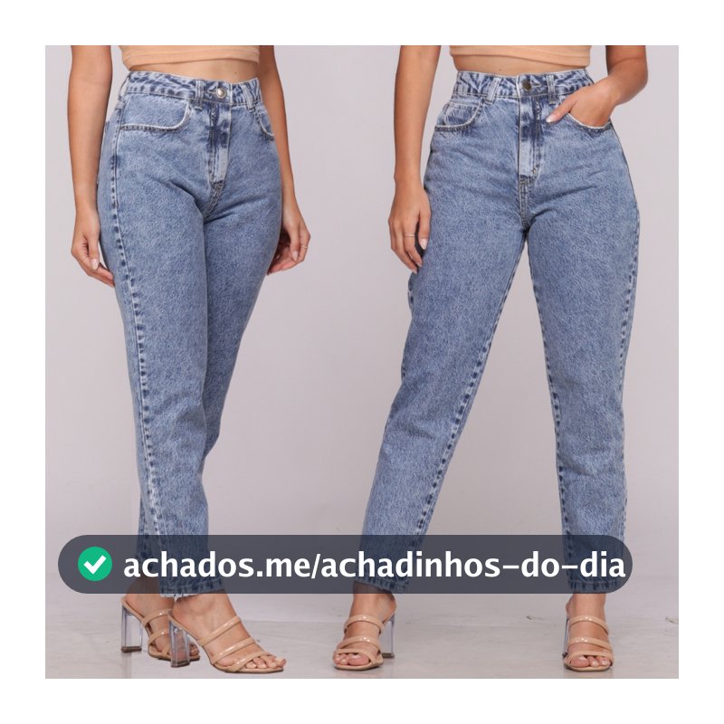 Calça Mom Jeans Cintura Alta Feminina Levanta Bumbum