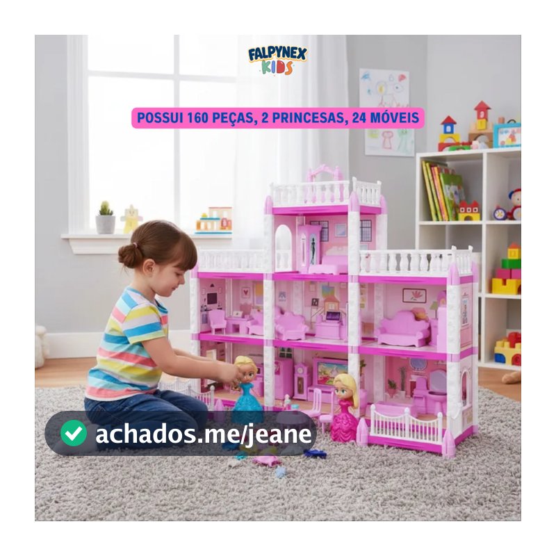 Brinquedo Casinha de Boneca Princesa Grande Castelinho Infantil com Bonecas e Acessórios Presente Menina