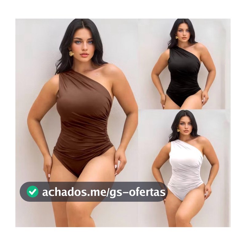 Body Suplex Feminina drapeado Plissado Manca Regata Com Forro Um Ombro mula Tecido Grosso lançamento