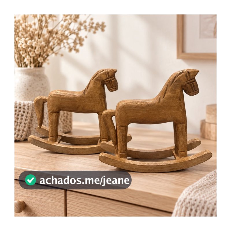 CAVALO DE BALANCO MADEIRA ARTESANAL AZUL REF:15246 - LUNNE