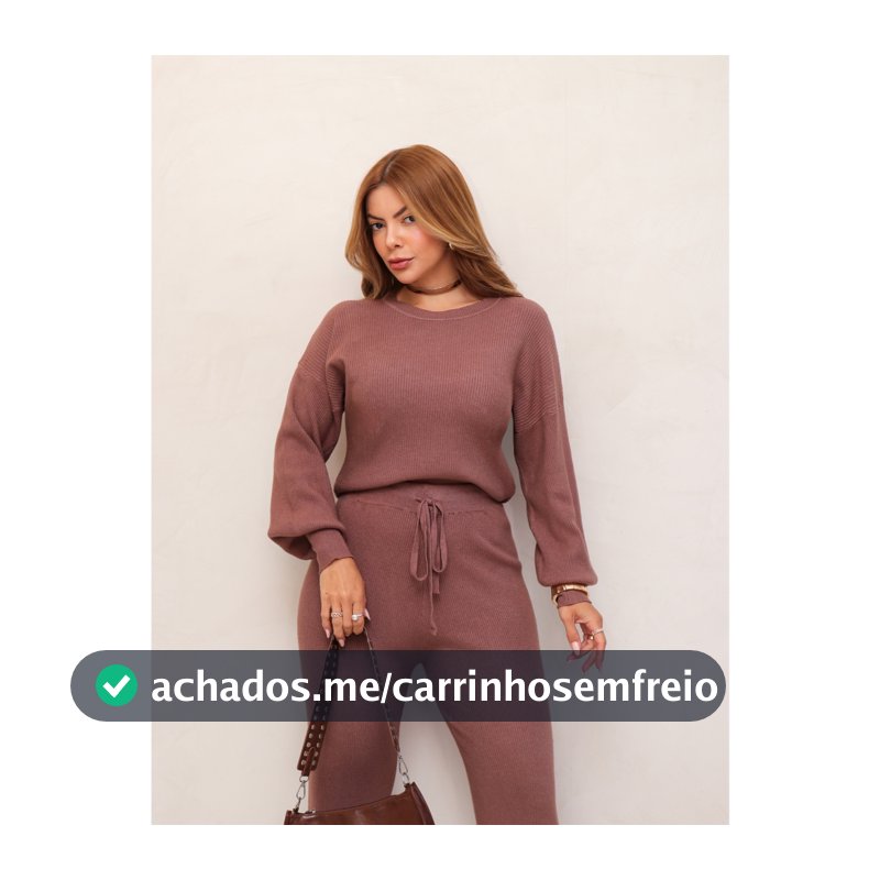 Conjunto Feminino Tricot Blusa Manga Longa e Calça Pantalona Elegante Confortável Inverno 3RD SD2008