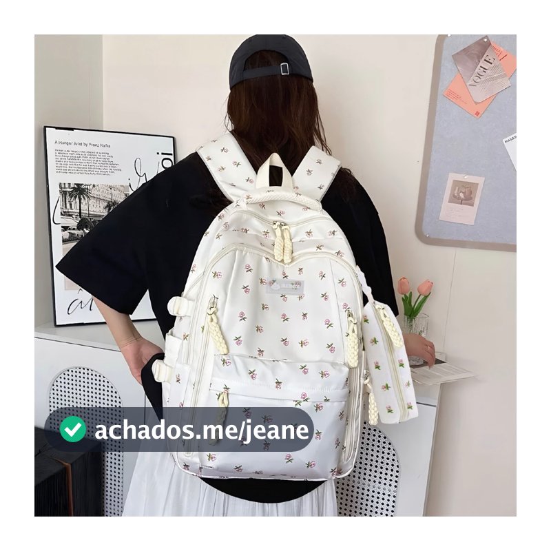 Mochila Escolar Com Estojo De Grande Capacidade Para Estudante Feminina Masculino Nylon Impermeavel