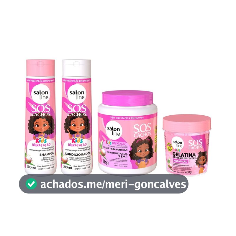 Kit SOS Cachos Kids Hidratação com Gelatina e Creme Multifuncional 5 em 1