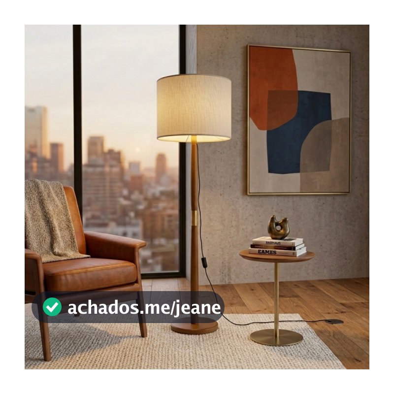 Luminária De Chão Abajur Para Sala De Estar Decoração Quarto Escritório Cores Pés Madeira Maciça