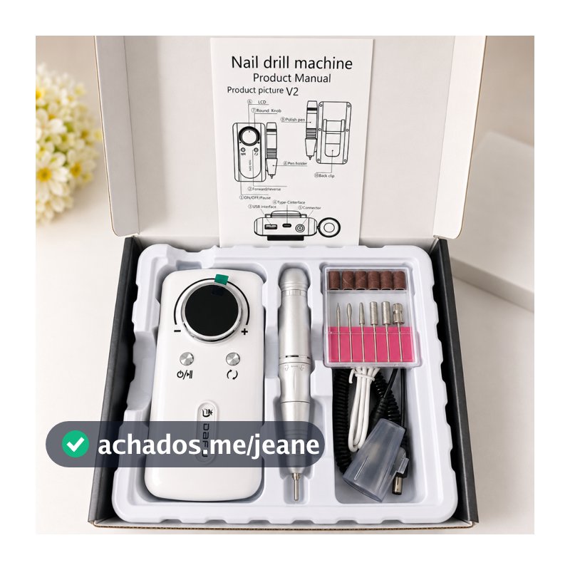Lixadeira/Motor Portátil Para Unhas Dafu Branco Nail Drill + 6 Brocas