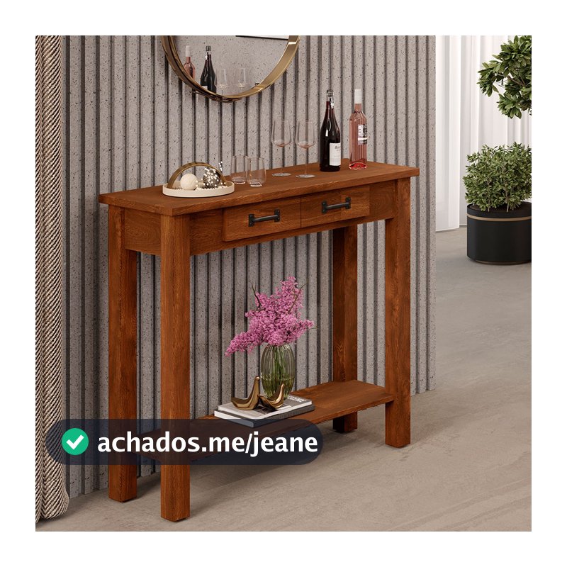 Aparador Buffet Sala De Estar 01 Gaveta 100cm W02 New Rústico Madeira Maciça Imbuia - Lyam Decor