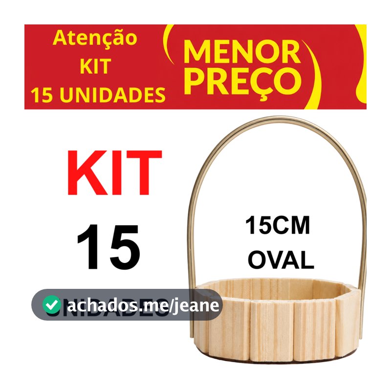 Kit 15 Cestas Oval 15cm Fraldeira Madeira Decoração com Alça