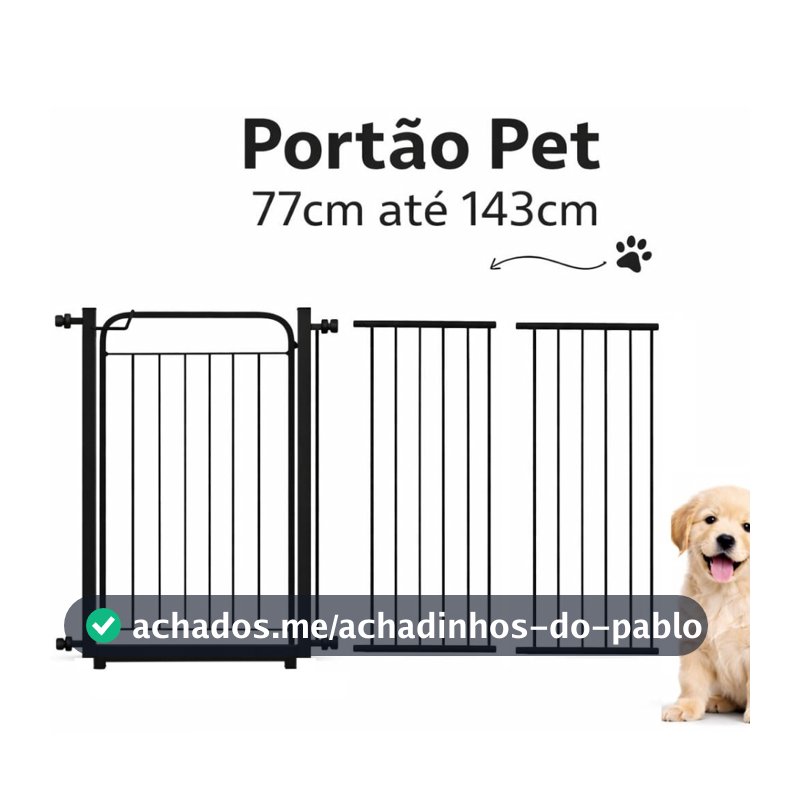 Portão Pet Grade Para Cachorro (77cm A 143cm) Cercado de Proteção