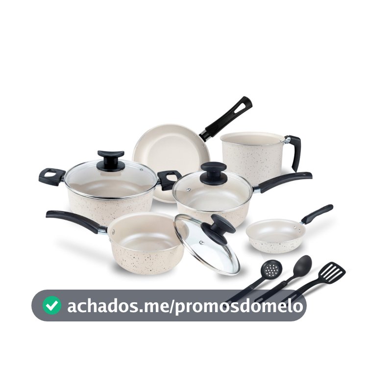 Jogo de Panelas Elegance Antiaderente Teflon 9 Peças Tampa Vidro