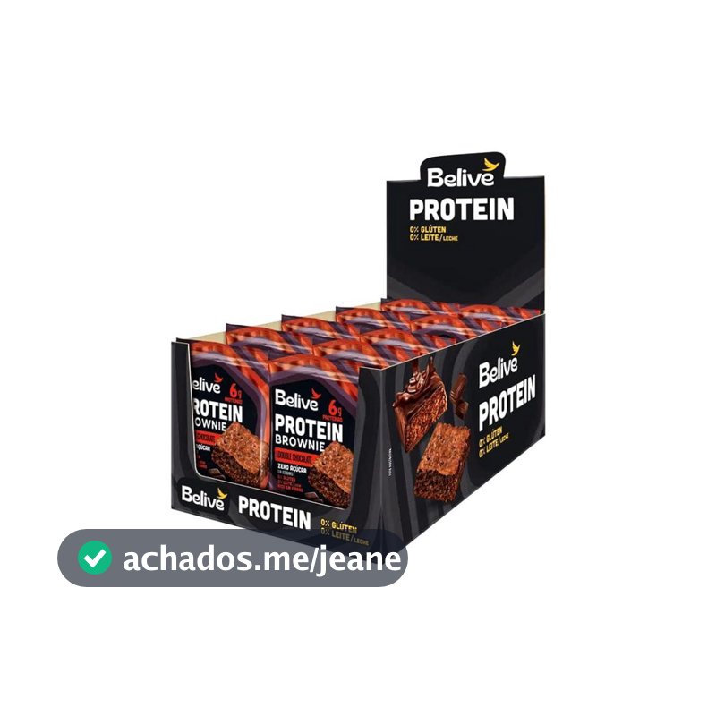 Brownie Protein Sem Glúten Zero Açúcar  Double Chocolate  com 10 unidades de 40g - Belive