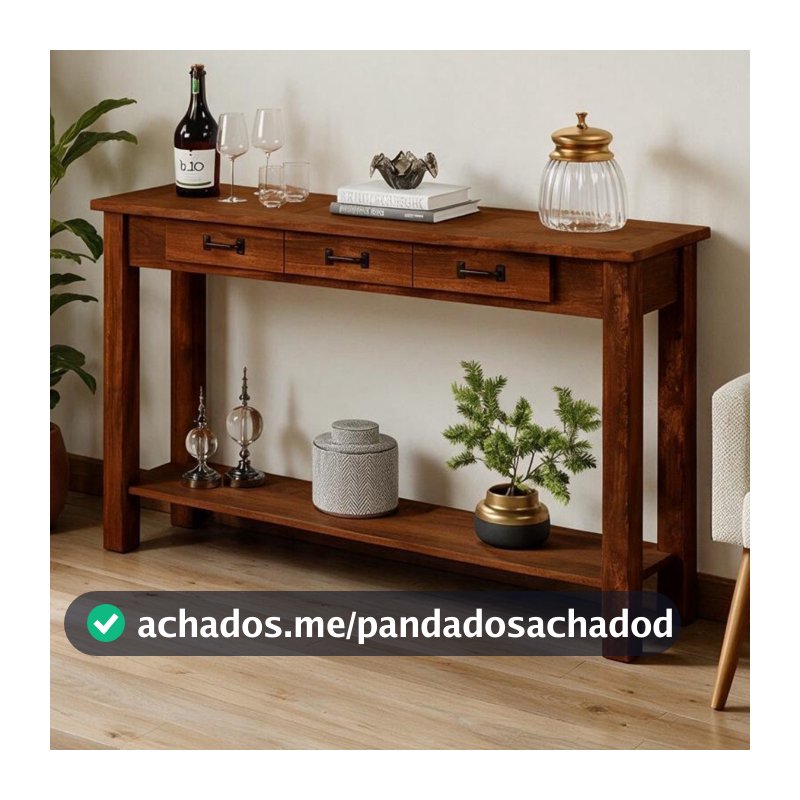 Aparador Buffet Sala De Estar 01 Gaveta 145cm W02 New Rústico Madeira Maciça Imbuia - Lyam Decor