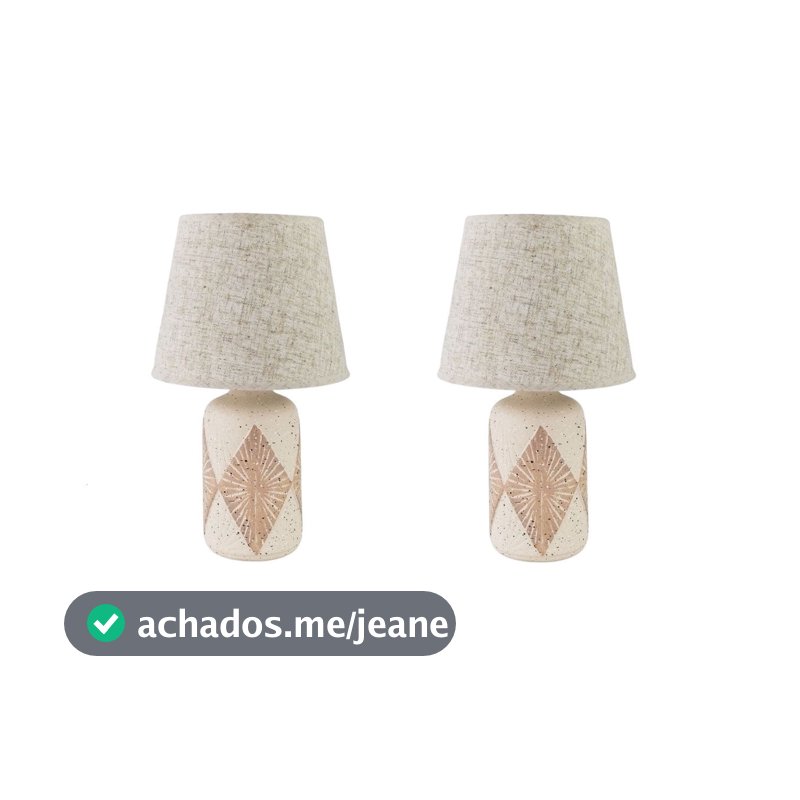 Kit 2 Abajures / Luminárias de Quarto Areia e Cúpula Palha