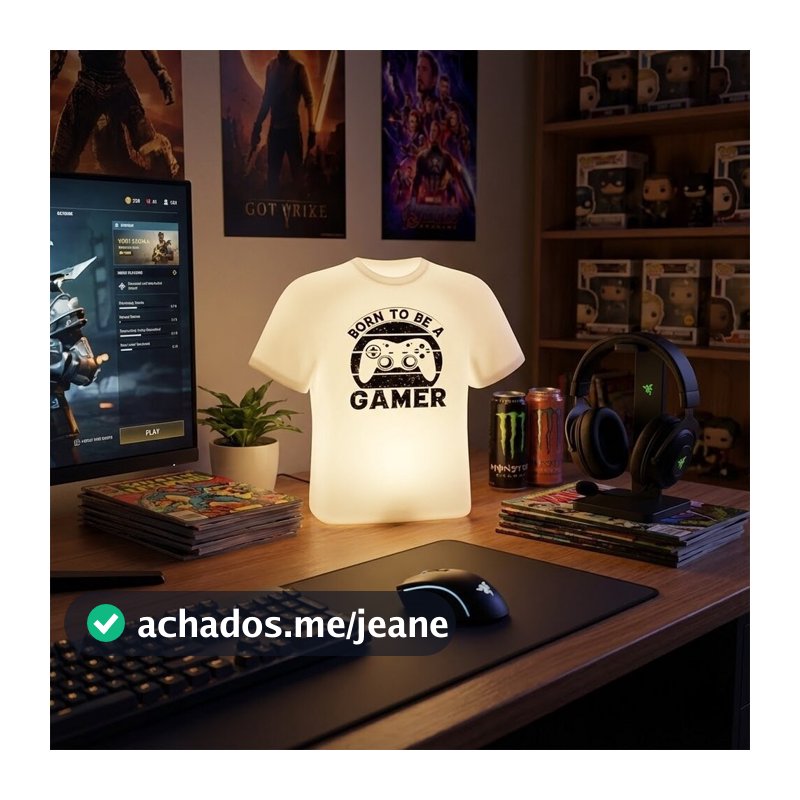 Luminária Camiseta Born To Be Gamer Light