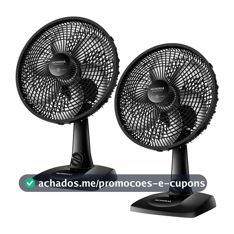 Kit 2 Ventiladores de mesa 30 cm 6 pás com 3 velocidades VSP-30-B Mondial