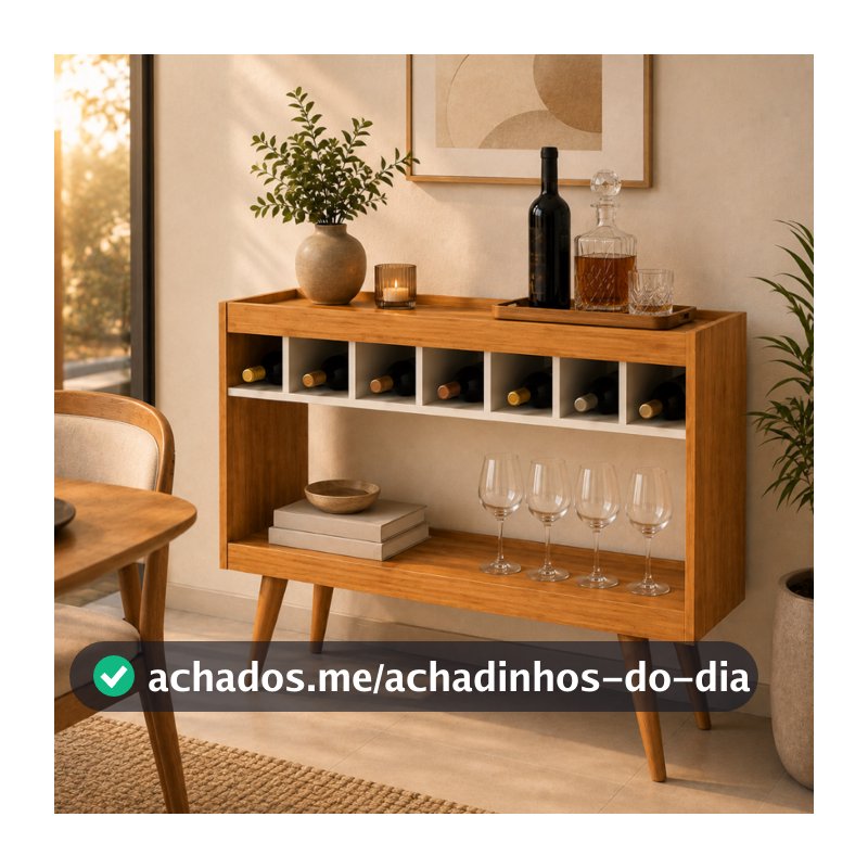 Aparador Adega Athenas Basoto Brasil Madeira Maciça Nature/Off White