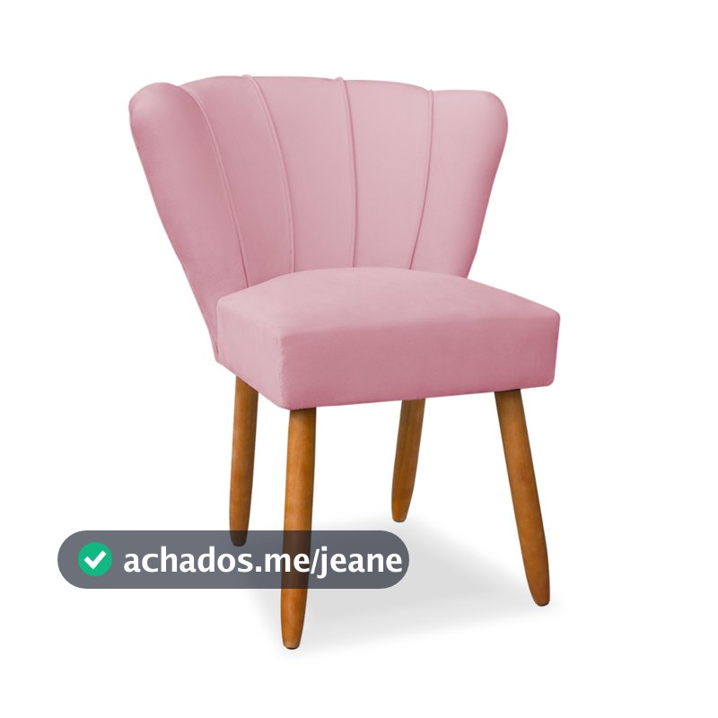 Poltrona cadeira petala veludo rosa manicure salão de beleza