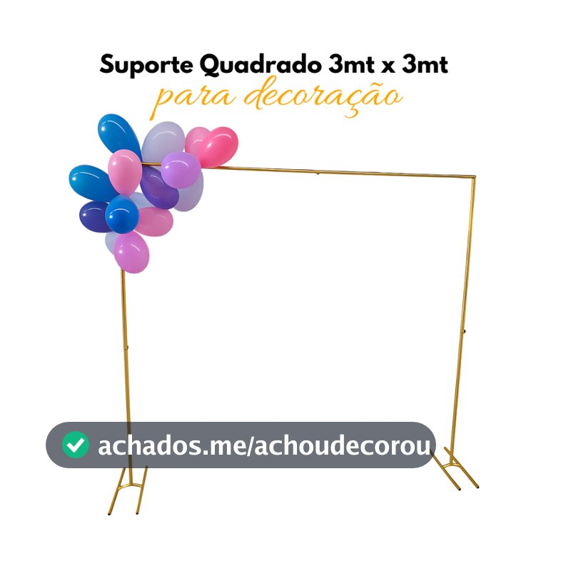 Suporte quadrado 3 mt x 3 mt para decorações de festas - Dourado